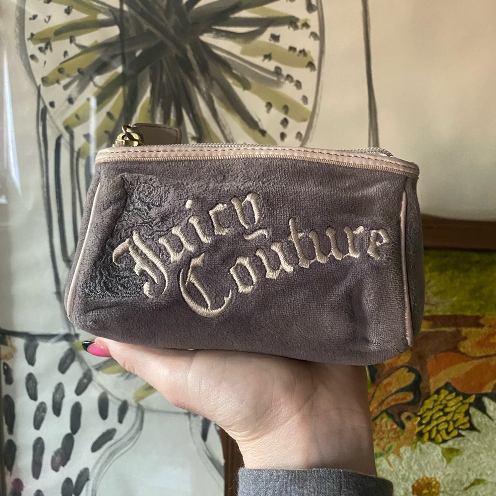 Vintage Grey & Cream Juicy Couture Pouch / Make Up Bag